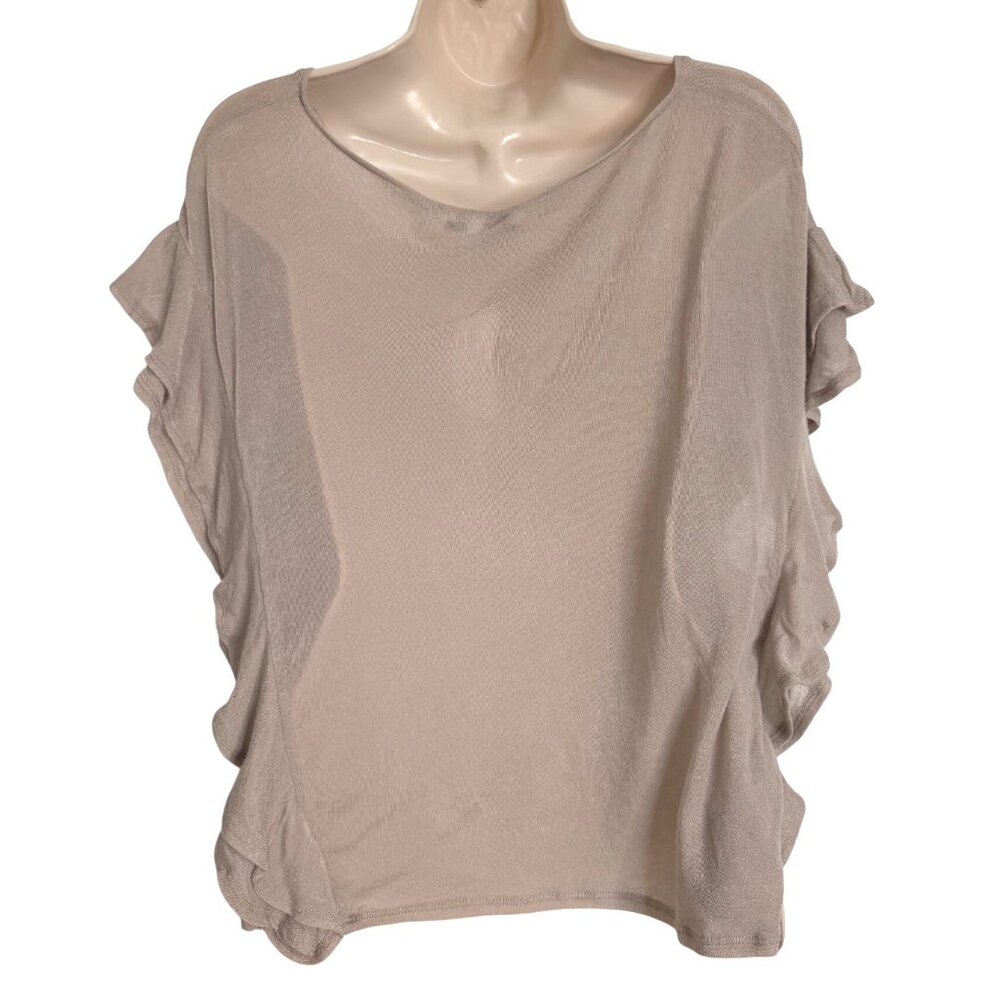 IRO Dalia Ruffle Pink Sand Size XS Oversized Semi Sheer $294 Blouse - Picture 4 of 15